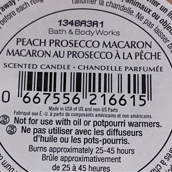 Bath & Body Works Peach Prosecco Macaron Single 1 Wick Candle Discontinued New - Picture 5 of 6